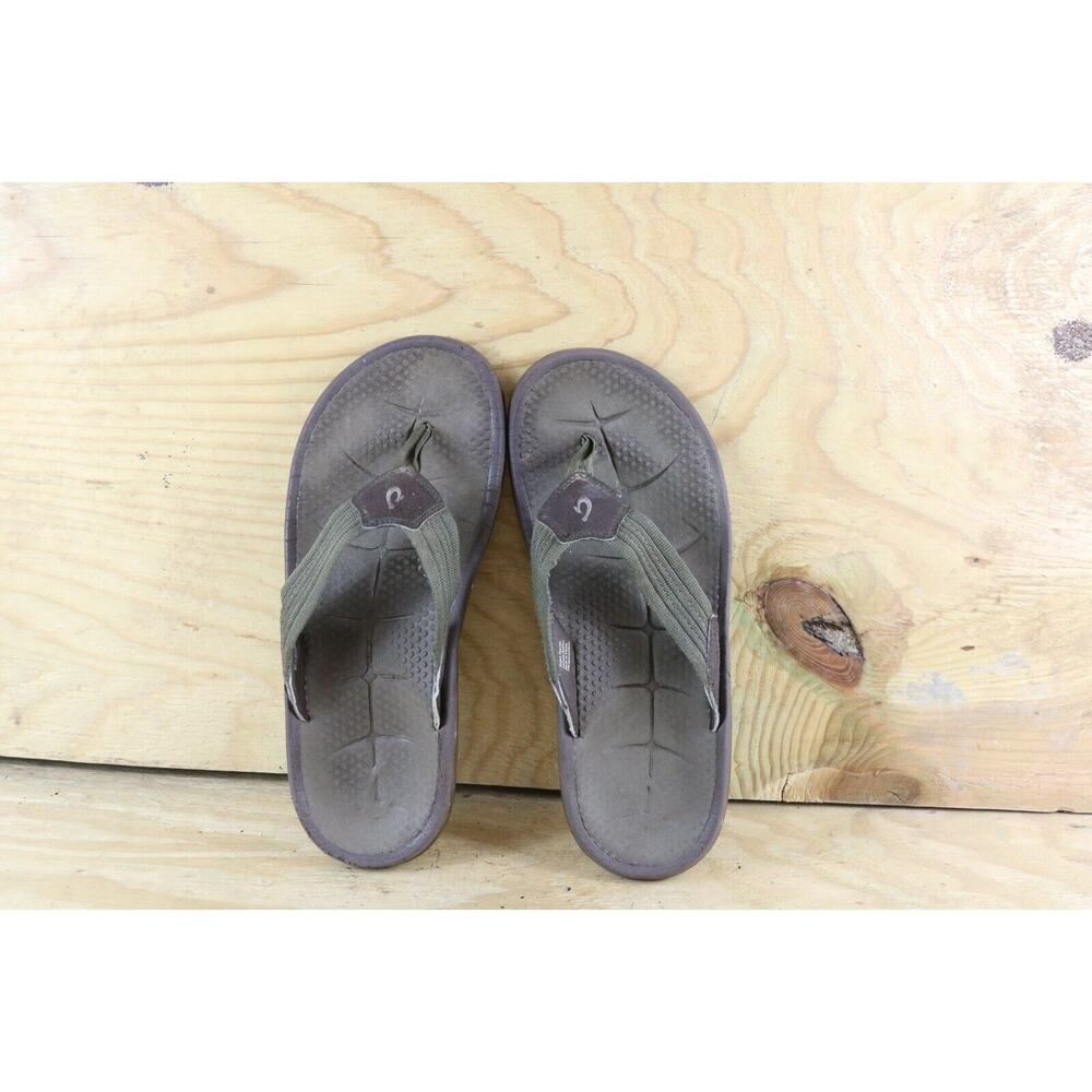 Olukai Mens Flip Flops Sz 12 Kohola Light Green Flats Sandals